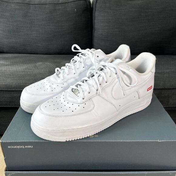 Nike Air Force 1 x Supreme Low Box Logo White CU9225-100 Men's Size 13 - Picture 2 of 12